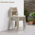 thumbnail image 3 of Avaloomia Home Outdoor Stacking Dining Chairs Set of 4, Plastic Patio Dining Chairs, All Weather No Assembly Outdoor Patio Chairs Armless & Anti-Slip for Garden Porch Deck Backyard, Taupe, 3 of 9