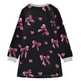 thumbnail image 6 of Girls' long-sleeved dress Pink Purple Bow Heart Girls' A-line dress with ribbed cuffs Soft and comfortable, 6 of 6