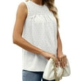 thumbnail image 4 of Inadays 2023 Women's Summer Top Ruffle Sleeveless Blouse Swiss Dot Flowy Shirt Tunic Top Summer Casual Cute Blouse, White, XL, 4 of 6
