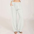 thumbnail image 2 of WULMLEO Linen Pants Women Spring Summer Dressy Casual High Waisted Drawstring Pant Cotton Straight Leg Lounge Trousers White XL, 2 of 6