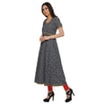 thumbnail image 2 of Moomaya Long Cotton Printed Short Sleeve Front Slit Tunic Dresses For Women, 2 of 6