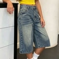 thumbnail image 4 of ITSAME Denim Shorts for Teen Girls High Waist Baggy Fit Summer Fashion Casual Shorts with Pockets Blue Size 12-13, 4 of 7