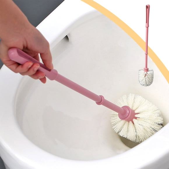 Cepillo compacto de mango largo para inodoro con depósito extraíble - Cepillo de limpieza rosa o azul para facilitar el almacenamiento y el uso higiénico