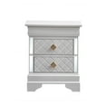 thumbnail image 3 of JERFIT White Nightstand with Drawers, Pearl White Bedside Table with Gold Crystal Knobs, Embossed X Design Wood Bedroom Furniture, 3 of 5