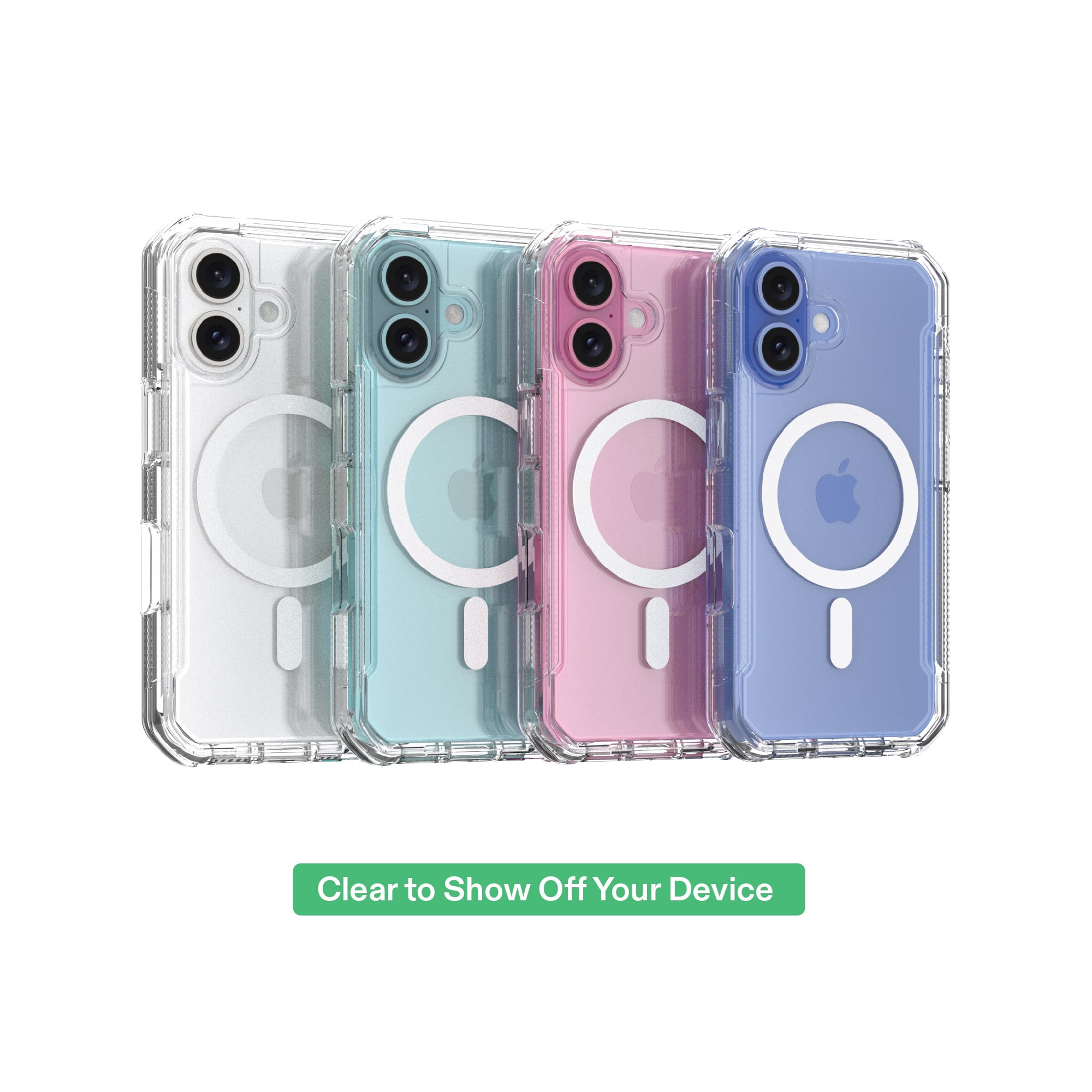 onn MagSafe Compatible Rugged Phone Case for iPhone 16 - Clear