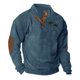 thumbnail image 1 of Blusa y camisa de manga larga con cuello alto para hombre, estilo casual, con estampado de palmeras color cacao, deportiva, con cuello alto, botones y patchwork, de poliéster., 1 of 8
