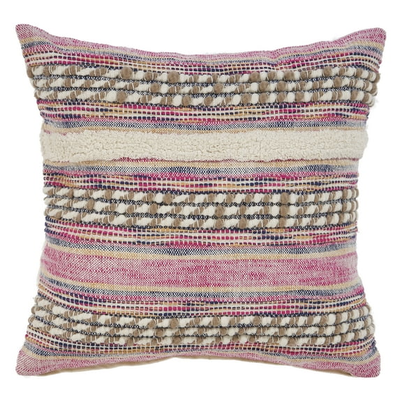 Ox Bay Nomad 18" x 18" Pink Striped Cotton Blend Adult Decorative Throw Pillow Cover