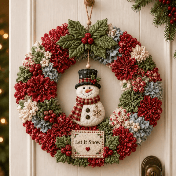 3D Fabric Poke Wreath DIY Kit, Christmas Wreath Making Kit for Adults, No-Sew Fabric Craft, Beginner-Friendly Holiday Door Decor