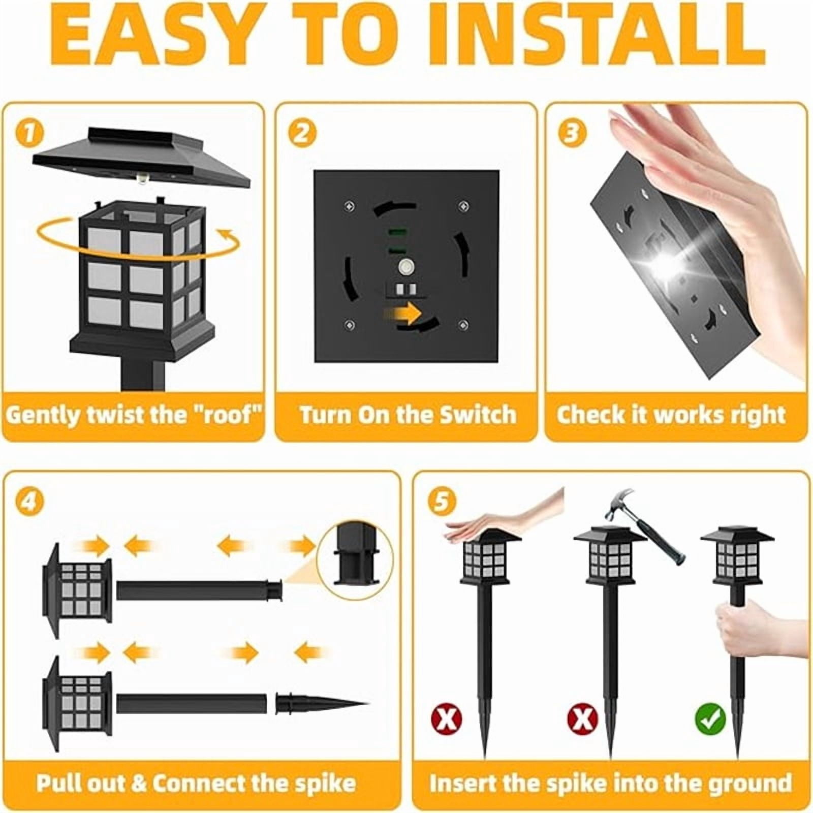 24-piece solar outdoor light, IP44 waterproof sidewalk light, LED landscape lighting garden light, suitable for sidewalks, driveways, courtyards and lawns - outdoor fairy gardens and solar garden