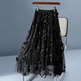thumbnail image 2 of HBGVBA Women's Maxi Skirts,Casual Pleated Skirts,High Waist Double Layer Mesh Skirt with Floral Elegant Midi Length Skirts, 2 of 5