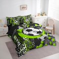 thumbnail image 3 of jejeloiu Football Game 7-Piece Twin Bedding Sets,Soccer Sport Theme Bedding Comforter Set,Green Black Splashing Ink Sheet Sets For Boys Kids,Super Cozy Room Decor Reversible, 3 of 8