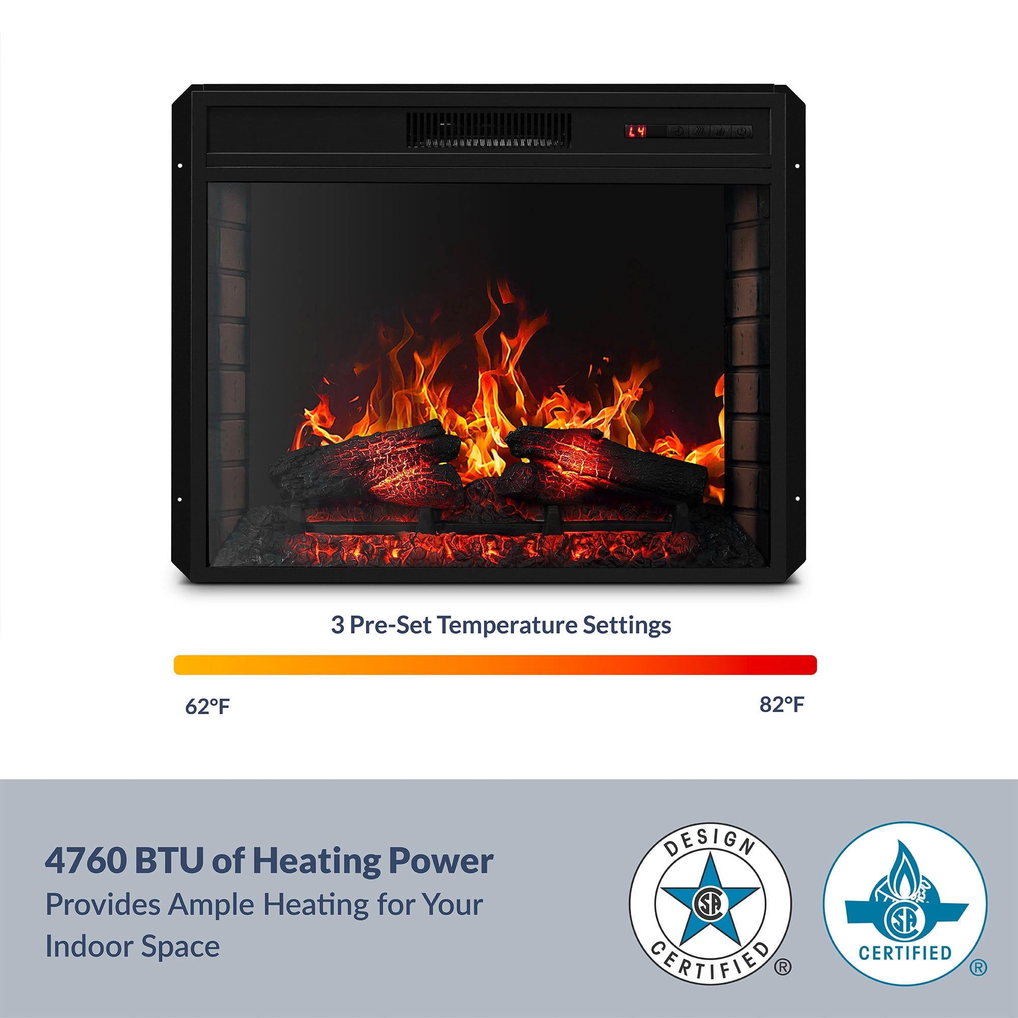 BELLEZE 28" Electric Fireplace, 1500 W 5000 BTU Space Heater with Adjustable Timer, Realistic Wood Log & Crackling Sound, Indoor Fireplace for TV Stand Mantel, Bedroom, Living Room