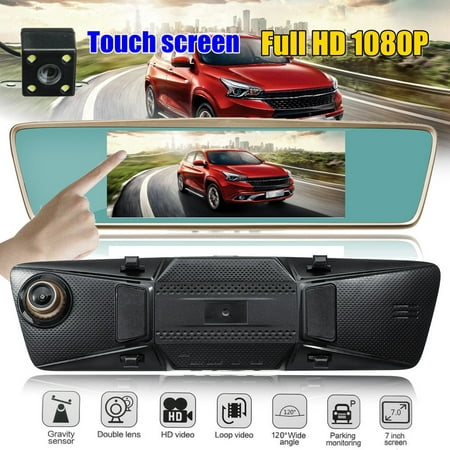 7.0 InchTouch Screen FHD 1080P Rear View Mirror Monitor Car DVR Camera