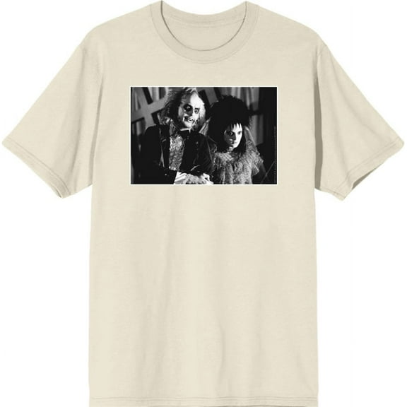 Beetlejuice Black & White Wedding Screenshot Men's Natural Crew Neck Short Sleeve Tee-XL