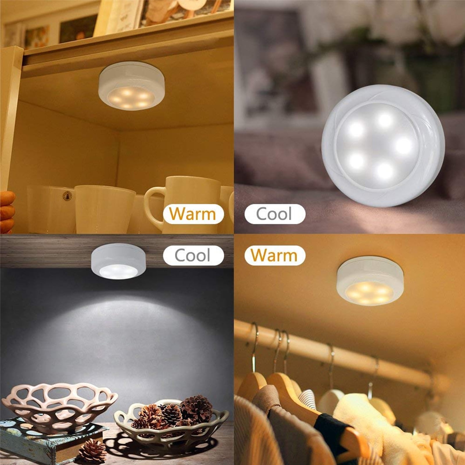 24 Pieces LED Puck Lights Wireless Under Cabinet Lighting 60 Lumens  Portable Push Battery Operated L…See more 24 Pieces LED Puck Lights  Wireless Under