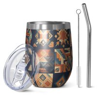 12oz Stainless Steel Insulated Wine Tumbler with Lid and Straw – Double Wall Vacuum Mug for Hot & Cold Drinks, 304 Steel Interior, Sweat-Free Design