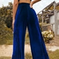 thumbnail image 6 of GNFQXSS Women's High Waisted Tiered Wide Leg Velvet Pants Flowy Dressy Trousers for Party Evening & Special Blue XL, 6 of 8