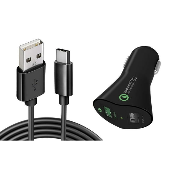 Car Charger for Nokia C300, G100, C110, G310 5G Phones - 30W Fast 2-Port USB 6ft Cable Type-C Quick Charge for Nokia C300, G100, C110, G310 5G Models