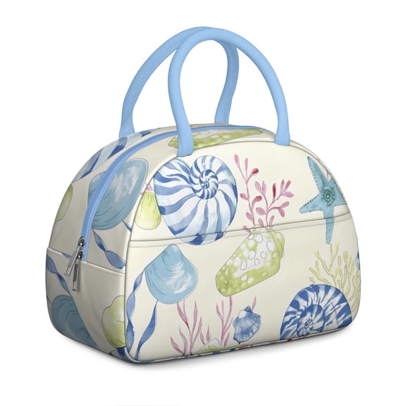 Insulated Lunch Bag Women, Reusable Seaatars Tropical Sea Life Conch Tote Lunch Box, Leakproof Cooler Lunch Bags for Work Office Travel Picnic