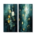 thumbnail image 2 of Designart "Tranquil Serenity Abstract in Turquoise and Gold I" Abstract Painting Wall Art Set Of 2 - Modern Gold Gallery Wall Set For Home Decor, 2 of 6