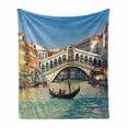 thumbnail image 1 of Venice Soft Flannel Fleece Throw Blanket, Cityscape on a Sunny Day Rialto Bridge Venetian Grand Canal Travel Destination, Cozy Plush for Indoor and Outdoor Use, 50" x 60", Multicolor, by Ambesonne, 1 of 6
