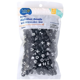 Incraftables 1200pcs Round Letter Beads for Jewelry Making (7mm). A-Z  Letters Black Alphabet for DIY Friendship Bracelets & Crafts. ABC Circle &  Heart Bead w/ Elastic String, Clasps & Organizer Box
