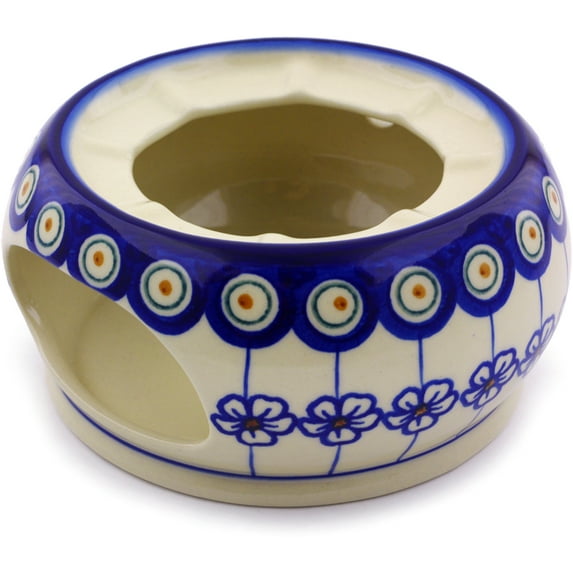 Polish Pottery 5½-inch Heater (Flowering Peacock Theme) Hand Painted in Boleslawiec, Poland + Certificate of Authenticity