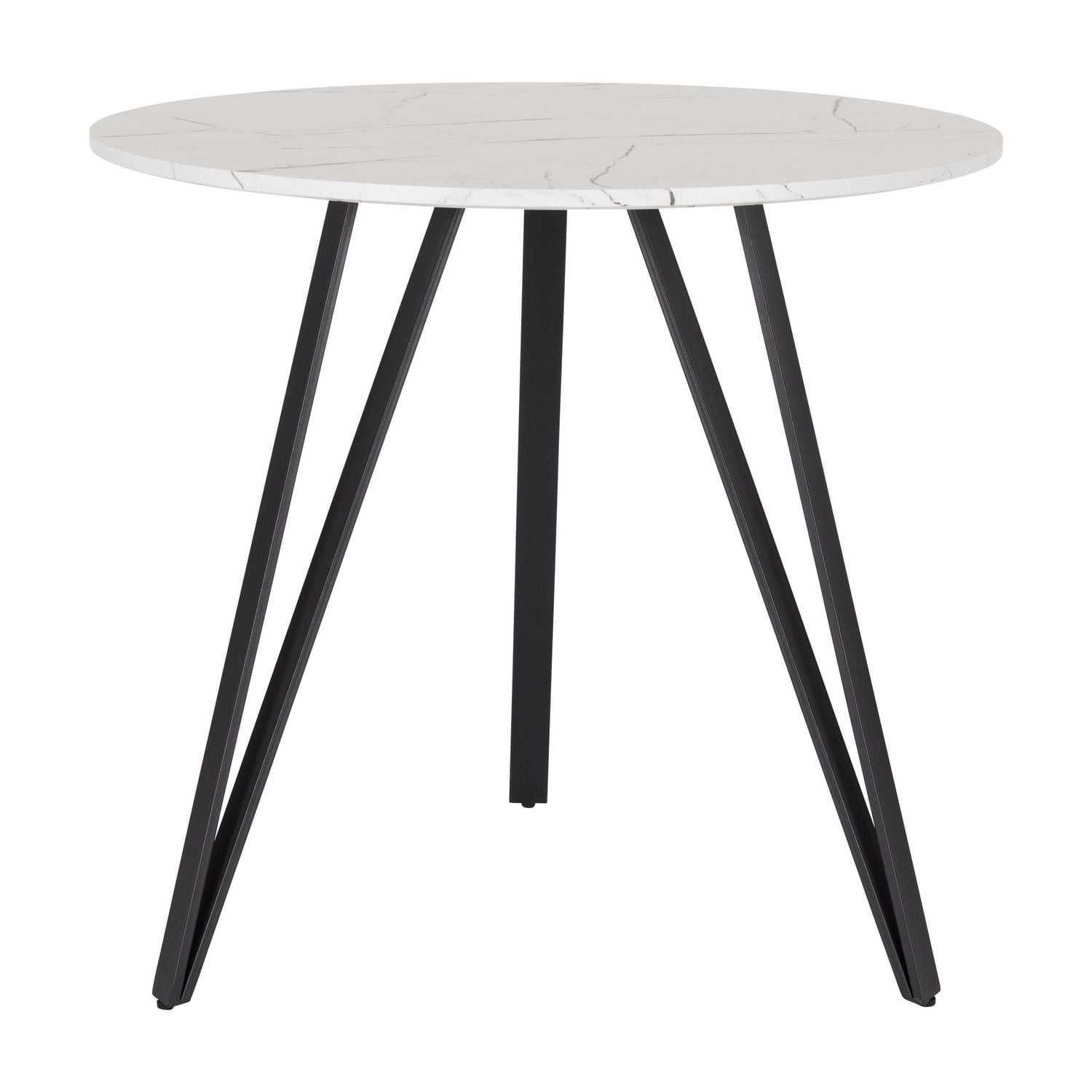 Table à manger d'intérieur ronde CorLiving Ezra Iron Black avec pieds en épingle à cheveux et plateau en bois d'ingénierie pouvant accueillir jusqu'à 4 personnes