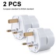 thumbnail image 1 of 2x eu to uk travel adapter white power outlet, 1 of 5