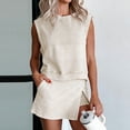 thumbnail image 5 of adaychics Skorts Sets Women 2 Piece Outfits Crewneck Split Sleeveless Crop Tee Shirts and Athletic Skorts for Travel, 5 of 7