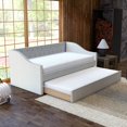 thumbnail image 2 of Sleep Sync Boyd Sleep Manchester Linen Upholstered Twin Daybed with Trundle Beige, 2 of 5