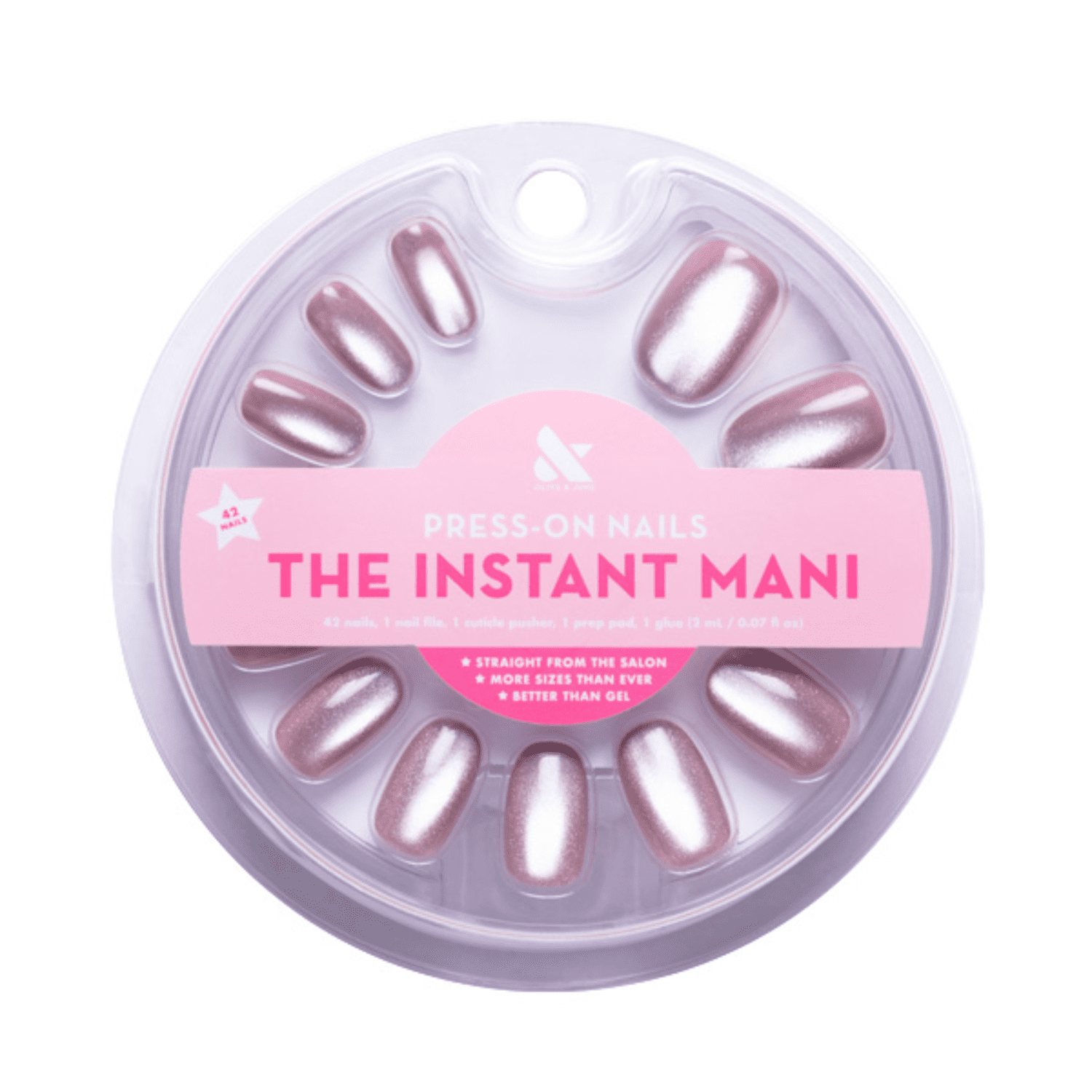 Olive & June Instant Mani Minimalist Short Round Press-on Nails, World Lit Velvet, 42 Pieces