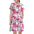 thumbnail image 1 of Disketp Flamingo para Vestido de Manga Corta para Mujeres, Vestidos de Verano para Mujeres, Casual y Holgado para la Playa, 1 of 6