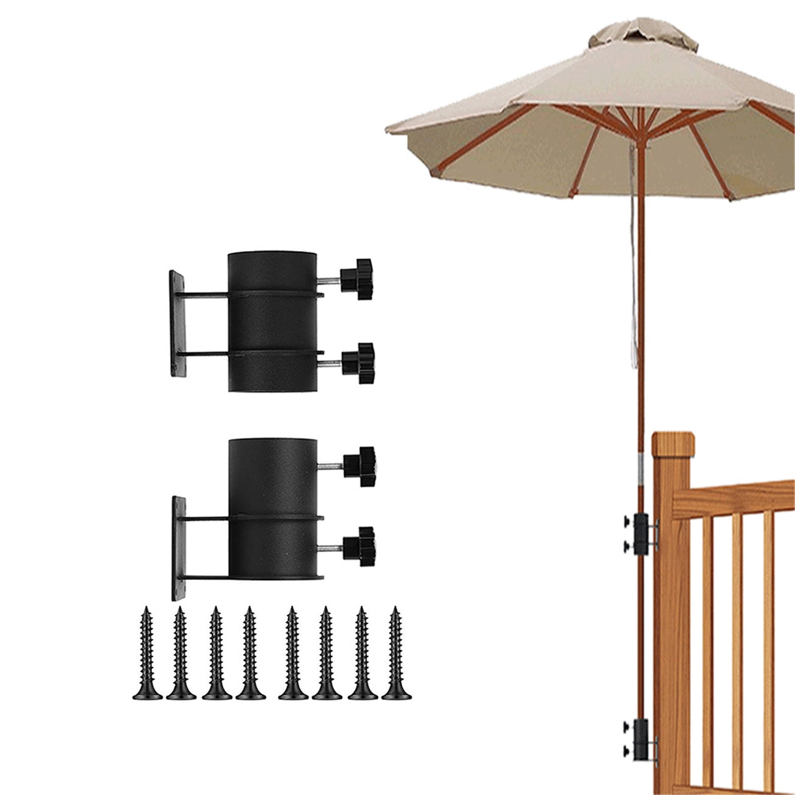 Metal Umbrella Stand Umbrella Deck Mount Fixed Patios Umbrella Holder for Corner Fences Courtyards Fit Diameter 2inch