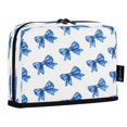 thumbnail image 2 of Standing Pencil Case with Base Large Capacity Stationery Pouch Pen Bag with Zipper for Women Men Blue Bows Pattern, 2 of 7