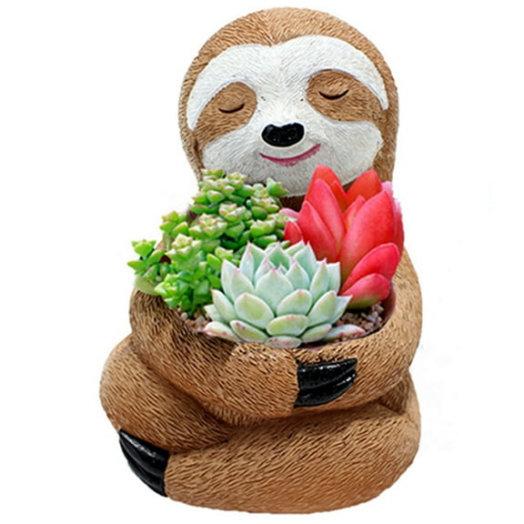 Succulent Planter Cute Resin Planter Xmas Gift Sloth Flower Plant Holder Halloween Christmas Decoration (Sloth)