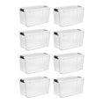 thumbnail image 1 of Sterilite 70 Quart Clear Plastic Storage Bin with White Latch Lid, 8 Pack, 1 of 11