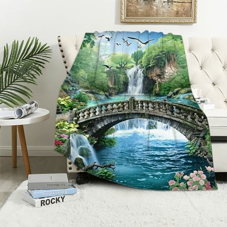 Autua Waterfall Warm Lightweight Blanket Soft Fleece Blankets All Seasons Exquisite Gifts 50x60in