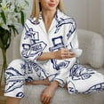 thumbnail image 6 of Uemuo World Travel2 Pattern Womens Pajama Sets,PJ Set for Women,Pajamas for Women Logo,Long Sleeve Pajama Set for Women,Soft Long Sleeve Top With Pants-XX-Large, 6 of 9
