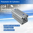 thumbnail image 2 of Pneumatic Pneumatic Small Thin Cylinder Aluminum Pneumatic Air Cylinder for Pneumatic and Hydraulic Systems SDA (20mmx50mm), 2 of 6