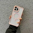 thumbnail image 2 of Magnetic Case for iPhone 12, Compatible with Mag-Safe, Raised Corners Shockproof Military Grade Drop Protection Translucent Slim Rugged Phone Cover for iPhone 12, Pink, 2 of 9
