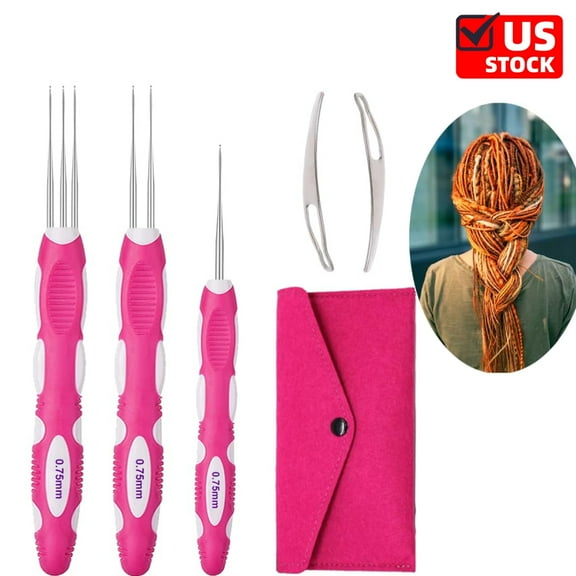 Dreadlocks Crochet Hooks with Ergonomic Handle, Braid Hair Locking Tool, 3pcs Dreadlock Crochet Needle 0.75mm