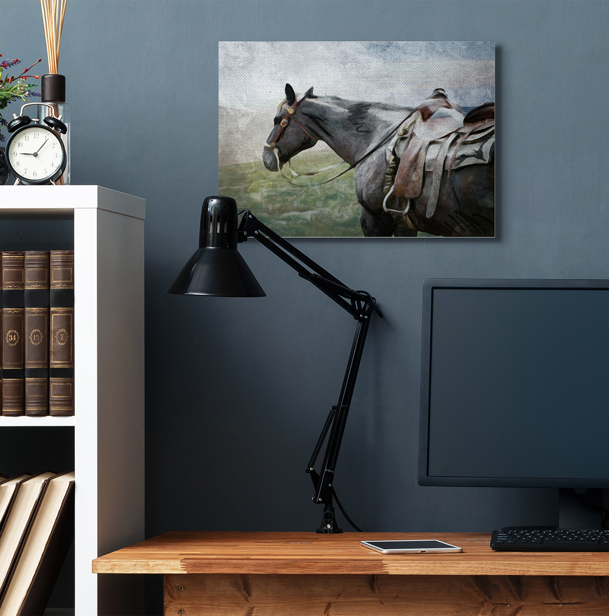 Horse Riding Farm Landscape Animal 31.00 in x 25.00" Painting Canvas Art Print, by Stupell Home Décor