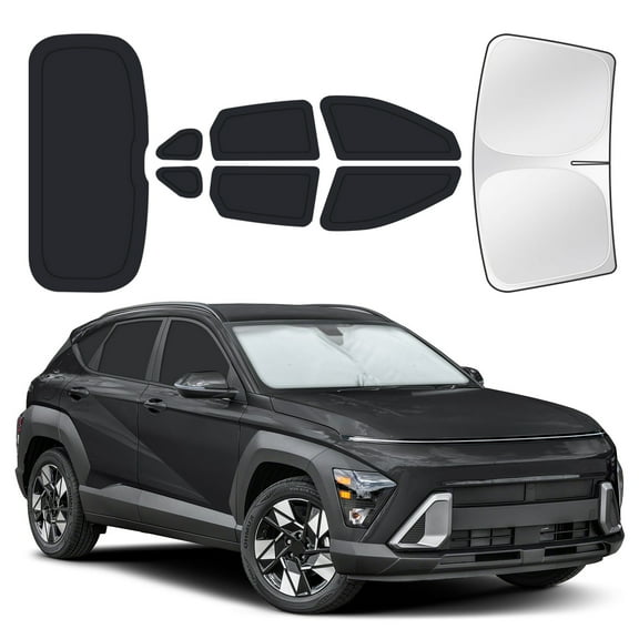 8PCS Full Car Window Sunshade Set for Hyundai Kona 2024-2026, Custom-Fit Privacy Shades for Front, Side & Rear Windows, Heat-Blocking Window Covers for Camping, Travel & Daily Use