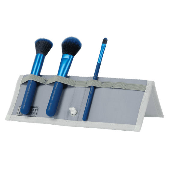 Moda Brush Complexion Perfection 4pc Travel Sized Blue Makeup Brush Set