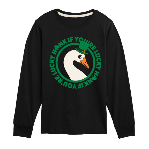 Instant Message - St. Patrick's Day Honk If Lucky - Toddler & Youth Long Sleeve Graphic T-Shirt