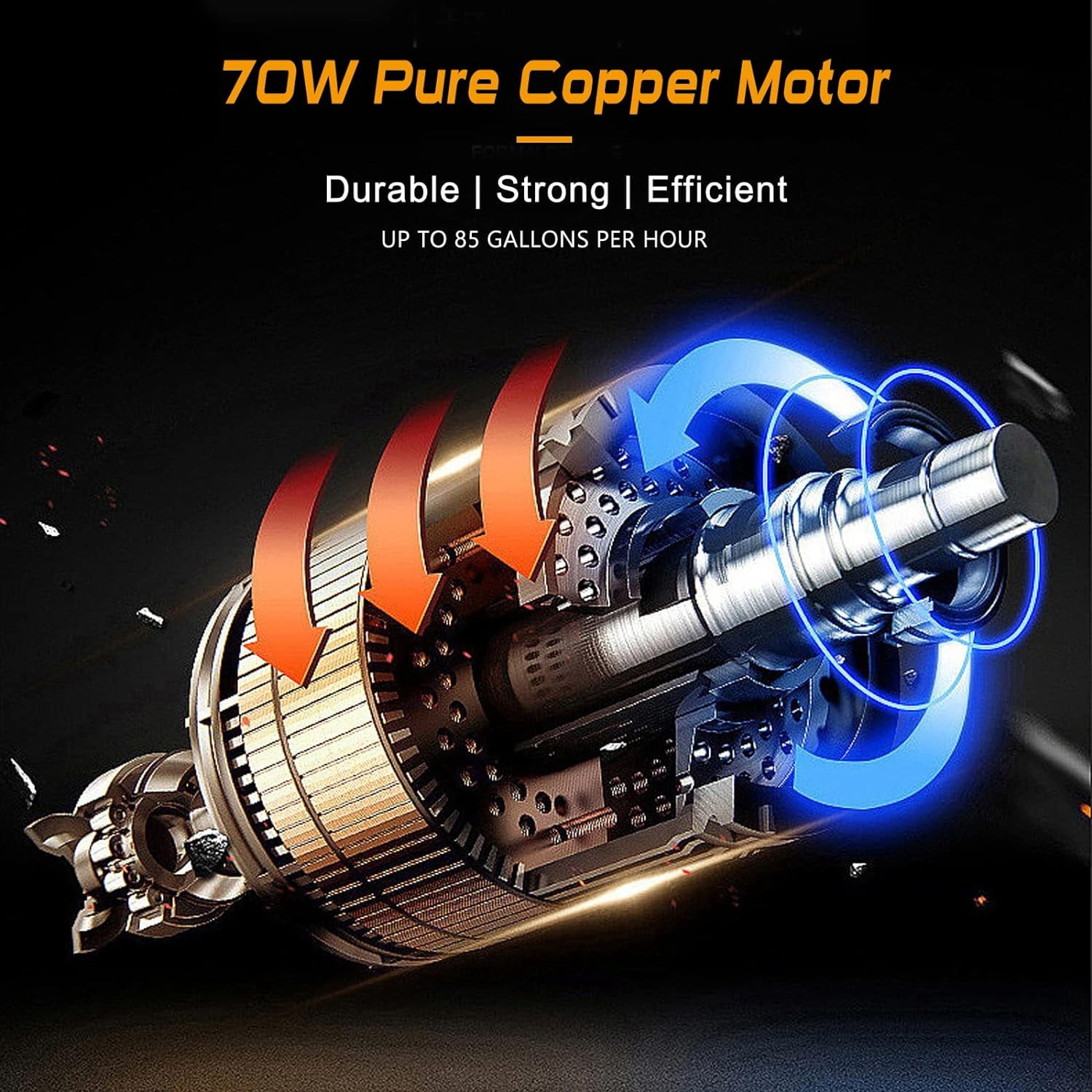 Steauty 12V 70W Fuel Transfer Pump, 85 GPH for Gasoline and Diesel, Cars, Trucks, Boats