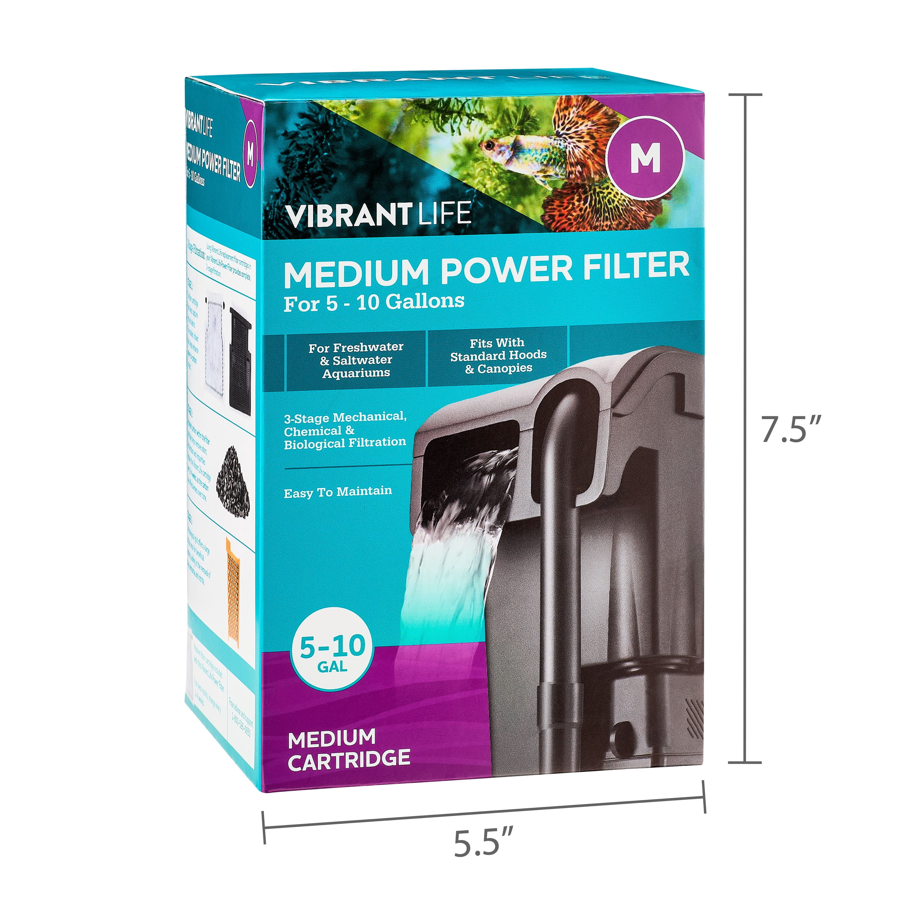 トライアルセット・サンプル water life series Vibrant Life Medium Power Filter with Cartridge for 5-10 gal Fish