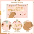 thumbnail image 5 of Pink Capy Theme Birthday Backdrop 3 x 5ft, Cartoon Capybara Background Poster for Girls Birthday Animals Party Hanging Decorations Indoor Outdoor, 5 of 6