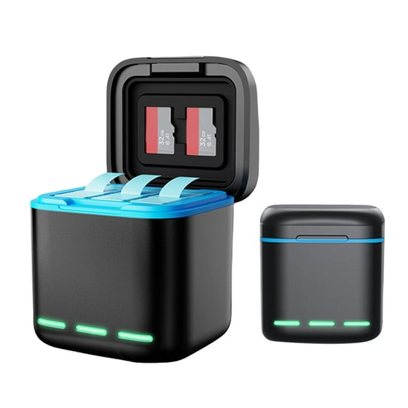 3-Channel Battery Charger with Type C Cable Battery Charger Station 2 SD Slot Fast Charging Charger for GoPro Go Pro Hero 8 7 6 5 Camera Accessories